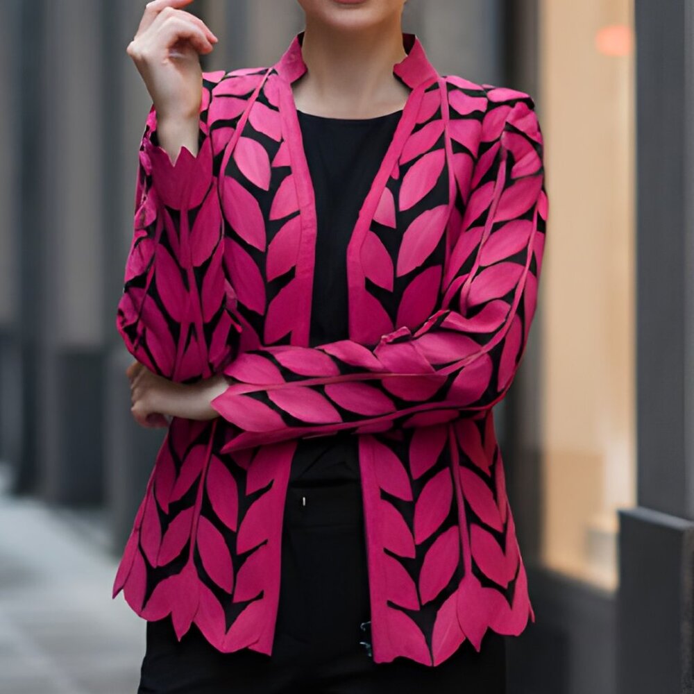 Womens Clothing Blouses Tops Shirt Sheer Jacket Leather Outfit Handmade Leaf